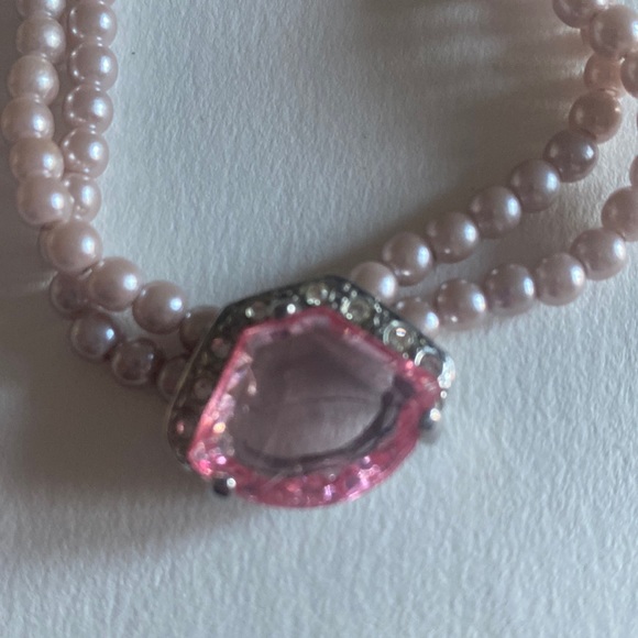 Vintage Avon Pink rhinestones and Faux pink pearl necklace w matching earrings - Picture 8 of 12